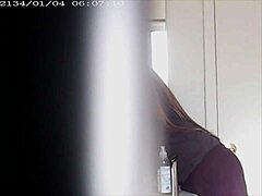 Blonde with big boobs caught changing in a voyeur moment