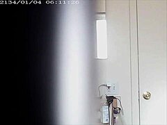 Blonde with big boobs caught changing in a voyeur moment