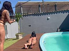 Young Latina Influencers Swap Partners For Amateur Anal And Blowjob Action In The Pool Doggystyle