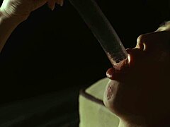 beautiful girl masturbates with detailed close-up on wet pussy and dildo insertion