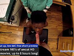 Dr Tampa examines petite Rina Arem with latex gloves and deep probing in Florida clinic backstage