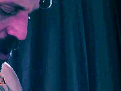 Curvy Latina gives footjob with toes on big clit.