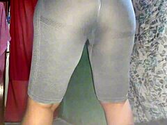 Oh man, this very sexy brunette with a big ass is working out, like, totally hot