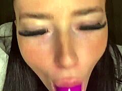 Horny British Teen Coed in Solo Toy Masturbation Squirting