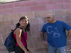 petite flexible teen 18+ feels so excited and nervous in real street casting with deepthroat action