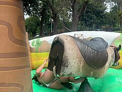 Thrilling Naked Jet Ski Ride and Mechanical Bull in Thong Bikini Adventure