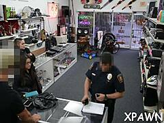 Reality sex in the shop with European slut sucking cock and getting rough fucked