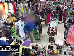 cheerleaders perform a blowjob and fucking during a cavity search in the shop. lipstick marks add to the sloppy hidden encounter with the burglar.