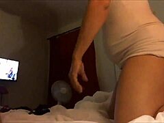 french amateur gets bent over in red satin lingerie for a deep doggystyle fuck with rimjob action