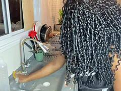 that black maid rides her boss's young son's huge cock bareback