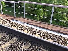 Outdoor amateur fuck continues with teen brunette getting pussy drilled doggystyle bent over in public part 2