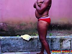 Intense hardcore fucking with monster cock in wet pussy during bathroom doggystyle session