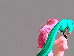 hatsune miku and luka perform in world's end dancehall with project diva nude mod fully exposed