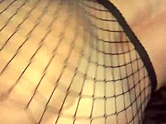 in a rough fishnet-clad encounter the blonde amateur gets pounded hard leading to a massive facial finish