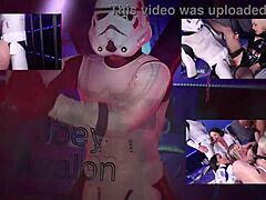 Blonde babe in cosplay takes monster cocks in orgy with dildos, deepthroat blowjobs, and cum creampies in missionary.