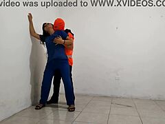 The Dirty Hospital Nurse Flirts With The Janitor Getting Him Aroused For A Sloppy Blowjob With Lots Of Saliva On His Penis In Real Hospital Porn