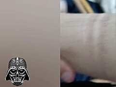 Oh wow, look at that massive cock getting caressed by this sexy brunette in wild bondage!