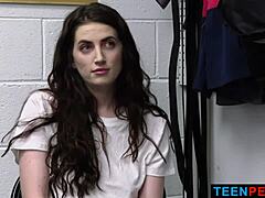 Aria Carson caught stealing bikini faces punishment with doggystyle pounding in garage shop