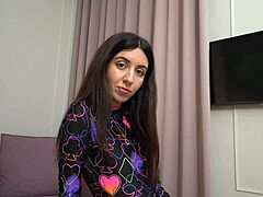 Cuckold husband invites friend to fuck his horny slut wife with big tits in wet pussy doggystyle on bed. Katty West moans during rough threesome quickie.