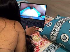 The busty MILF stepmom with big ass shakes her hips wildly. She milks out all my cum in a passionate creampie fuck.