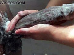 this horny college white girl is totally worshipping a huge bbc in the shower.