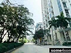 Hot teen 18+s dive into wild 3-on-1 orgy at poolside with ripped clothes