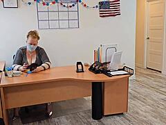 Overwhelmed With Passion As Big Ass Female Boss Lets Janitor Eat Her Wet Pussy