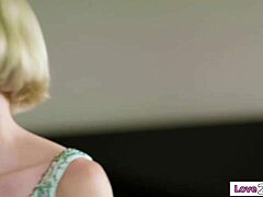 milf's hanging out with her friend's teen 18+ when a kiss turns into first-time lesbian action with petite blonde and brunette licking shaved pussies in 69