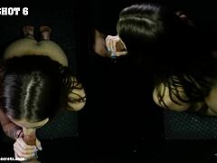 Brunette Teen Serena Swallows Ten Massive Cum Loads Through Gloryhole After Intense Fucking