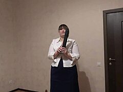 Chubby Boss Fucks Huge Dildo And Cums After Work Beautiful Milf With Big Ass In Thong Pawg