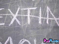 Keira Jackson acts as a sexy blonde teen teacher stripping out of lingerie, revealing her petite body and big tits in this solo softcore scene.