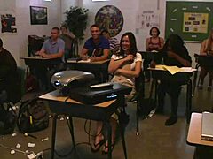 Suzanne kelly showed off her best titties in the classroom, getting a wild ride with blowjob, doggystyle, and cumshot in lingerie and heels.