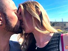 cheerful blonde beauty from france loves wrapping her lips around thick shafts with passion