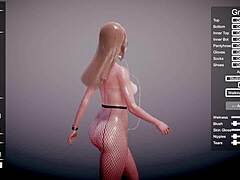 Whoa, this blonde teen with big tits and chubby ass is posing in fishnets and glasses! 😍