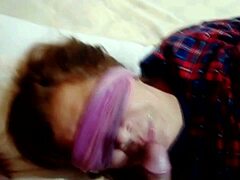 Stepson slides his big cock into my eager mouth for a deep suck until he explodes with a huge load