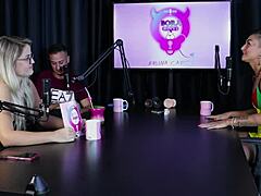 Hey, why did the hot brunette and naughty blonde strip naked after sharing experiences at the all-women mansion?