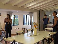 uh, like, we had this group sex after trying to cheat on my ex-boyfriends... amateur quartet with latina milf big ass doggystyle and deepthroat atm