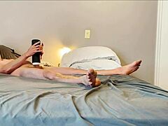 Solo masturbation session with stroking sucking vibrating toy on feet and small waist