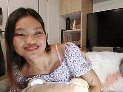 Abby2624 Cute Asian Teen Shows Small Tits And Shaved Pussy In Solo