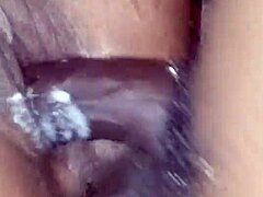 Intense passion with massive black cock pounding tattooed ebony ass