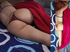 Romantic morning sex with hot redhead wife riding cowgirl her big tits and ass bouncing to creampie finish in couple's early moaning session