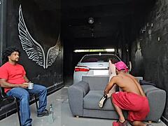 in a steamy garage dance my friend's girlfriend felt my monster cock harden and fucked me wildly right in front of her cuckold boyfriend