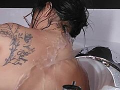 Golden shower on BBW Latin MILF with huge tits and ass!