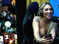 Bruna Lambertini sits naked on Ruan's lap after his kiss request in podcast interview