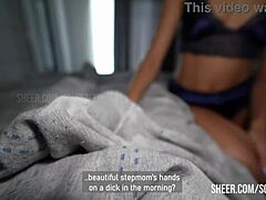 tanned stepmom grabs my morning erection for intense oily taboo fuck fight