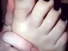 she casually painted her nails black while indulging in some self foot worship during the evening