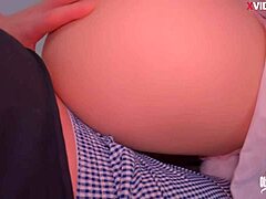 Stepbrother sneaking into his hot stepsis bedroom for tight wet pussy fisting and cum on ass 😈