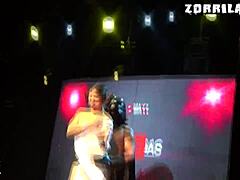 Brunette pornstar's big ass contrasts with acrobatic blowjob in Spanish holiday party sex