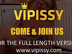 Amateur blonde takes huge facial cumshot after squirting pussy fuck in kitchen with orgasm!