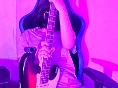 Emo solo girl contrasts rocker vibe